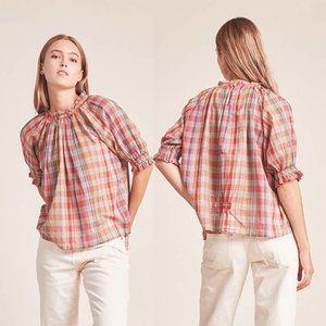 Birds of Paradise Shelia Blouse Women's Tapestry Plaid Size: Small NWT